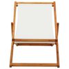 vidaXL Folding Beach Chair Eucalyptus Wood and Fabric Cream White