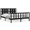 vidaXL Bed Frame without Mattress Black King Size Solid Wood Pine