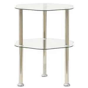 vidaXL 2-Tier Side Table Transparent 38x38x50 cm Tempered Glass
