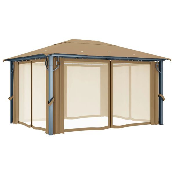 vidaXL Gazebo with Curtain 400x300 cm Taupe Aluminium