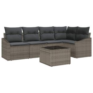 vidaXL Garden Sofa Set 6 pcs Light Grey Poly Rattan