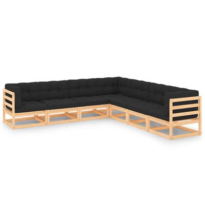vidaXL 7 Piece Garden Lounge Set with Cushions Solid Pinewood