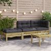 vidaXL Garden Sofa with Cushions and Footstool 3-Seater