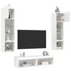vidaXL 6 Piece TV Wall Units with LED White Engineered Wood