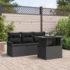 vidaXL Garden Sofa Set with Cushion 5 pcs Black Poly Rattan
