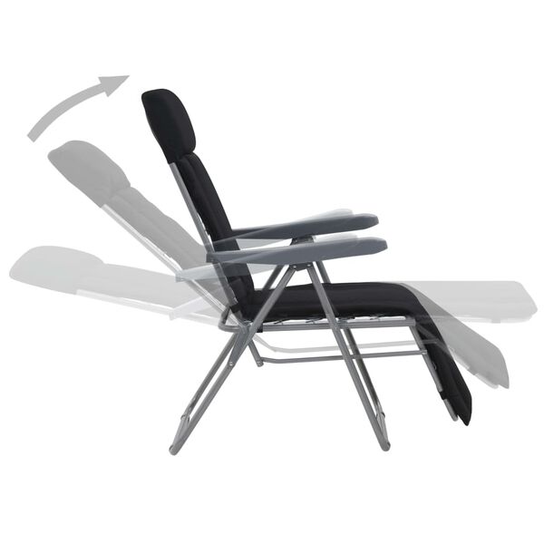 vidaXL Folding Garden Chairs with Cushions 2 pcs Black