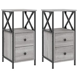 vidaXL Bedside Cabinets 2 pcs Grey Sonoma 34x35.5x70 cm Engineered Wood