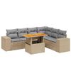 vidaXL 7 Piece Garden Sofa Set with Cushions Beige Poly Rattan