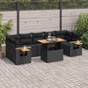 vidaXL 8 Piece Garden Sofa Set with Cushions Black Poly Rattan Acacia