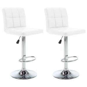 vidaXL Bar Stool | Set of 2 | White | Faux Leather, Steel | Standard