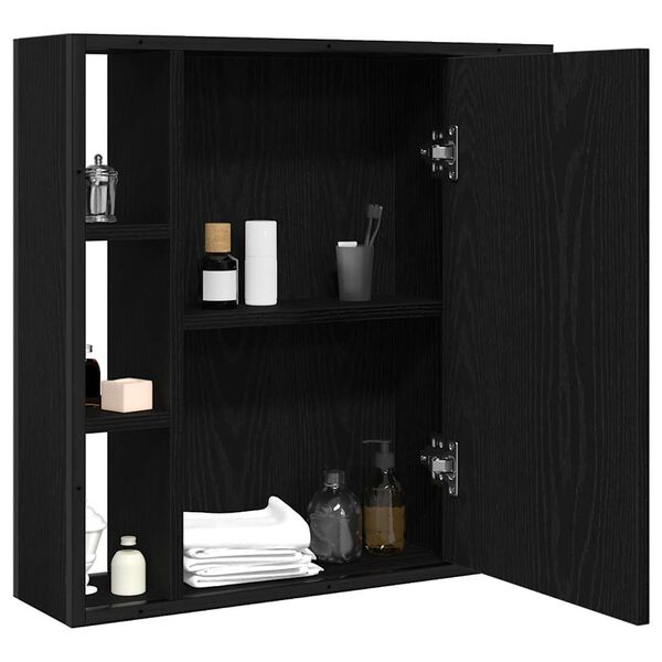 vidaXL Bathroom Mirror Cabinet Black Oak 60x16x60 cm Engineered Wood