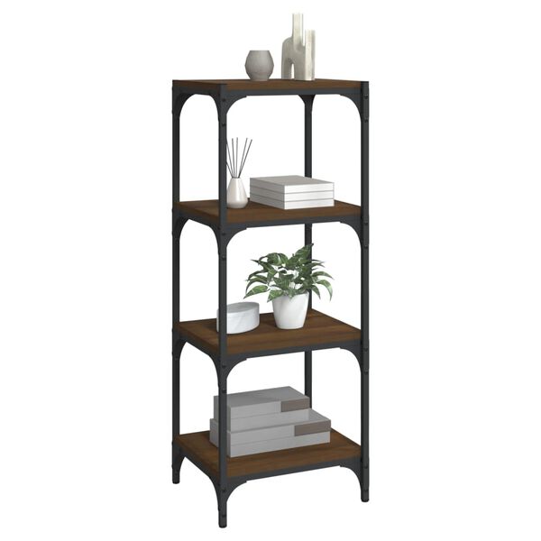 vidaXL Book Cabinet Brown Oak 40x33x100 cm Engineered Wood and Steel
