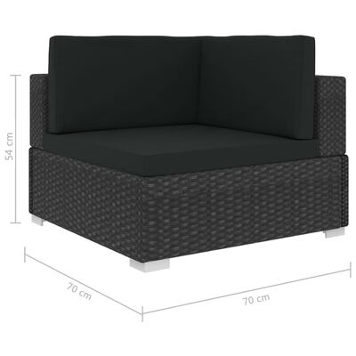 vidaXL 3 Piece Garden Sofa Set with Cushions Poly Rattan Black