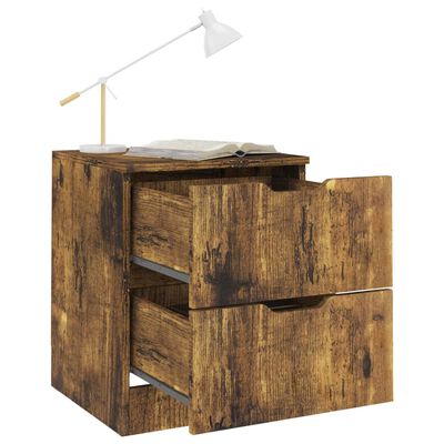 vidaXL Bedside Cabinet Smoked Oak 40x40x50 cm Engineered Wood