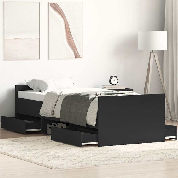 vidaXL Bed Frame without Mattress Black 90x190 cm Single