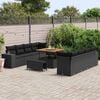 vidaXL Garden Sofa Set with Cushion 11 pcs Black Poly Rattan