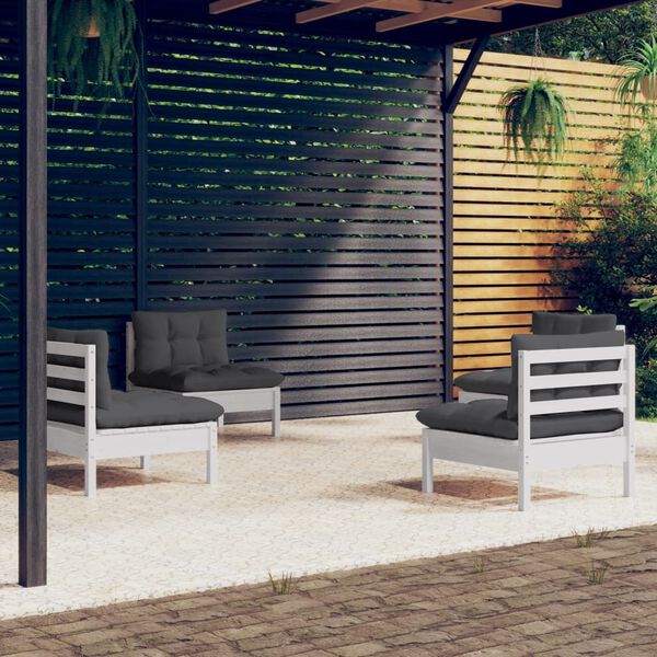 vidaXL 4 Piece Garden Lounge Set with Anthracite Cushions Pinewood