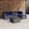 vidaXL 5 Piece Garden Lounge Set with Cushions Poly Rattan Grey