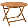 vidaXL Folding Garden Table Natural &Oslash;110 x 75 cm Solid Acacia Wood