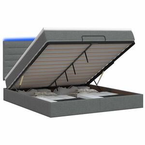 vidaXL Ottoman Bed with Mattress and LED Dark Grey Double Fabric