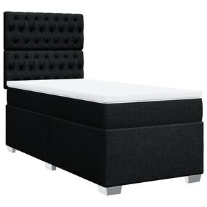 vidaXL Box Spring Bed with Mattress Black King Single Fabric