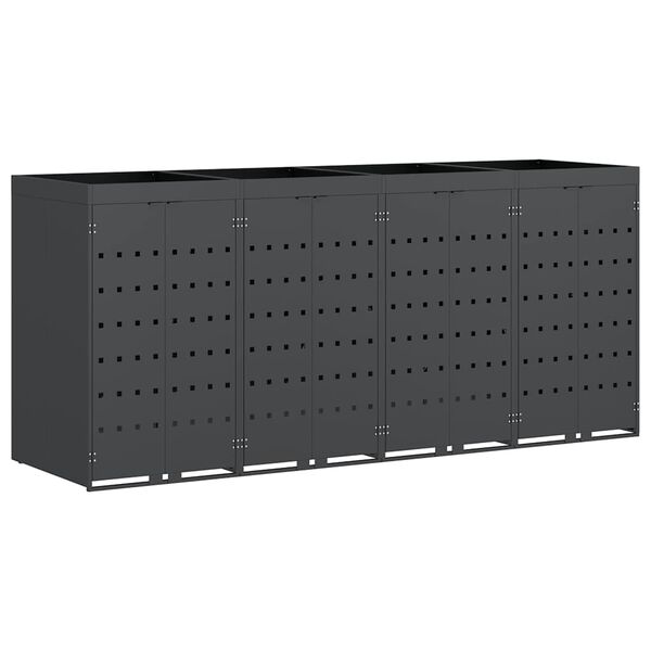vidaXL Wheelie Bin Storage for 4 Bins Anthracite 272 x 77.5 x 121.5 cm