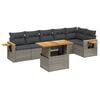 vidaXL 7 Piece Garden Sofa Set with Cushions Grey Poly Rattan