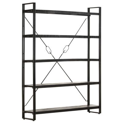 vidaXL 5-Tier Bookcase Black 140x30x180 cm Solid Mango Wood
