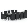 vidaXL 11 Piece Outdoor Dining Set with Cushions Poly Rattan Black