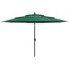 vidaXL 3-Tier Garden Parasol with Aluminium Pole Green 3.5 m