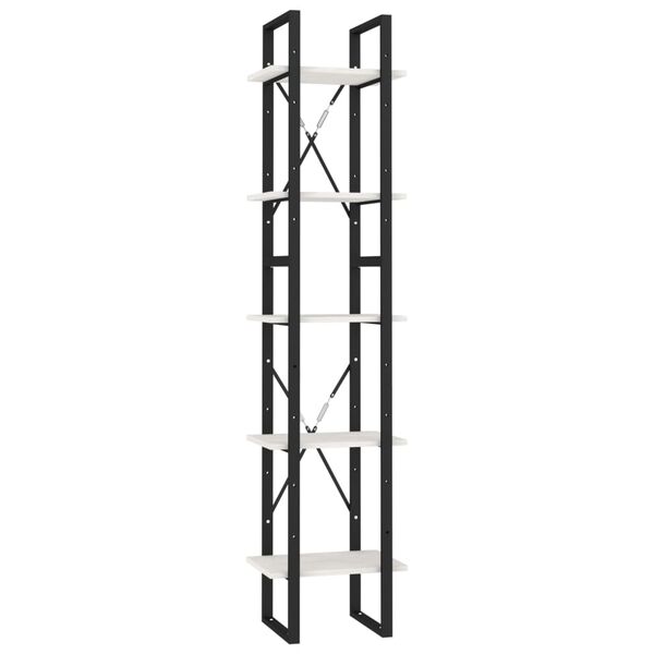 vidaXL 5-Tier Book Cabinet White 40x30x175 cm Pinewood