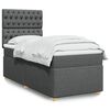 vidaXL Box Spring Bed with Mattress Dark Grey King Single Fabric