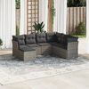 vidaXL 7 Piece Garden Sofa Set with Cushions Grey Poly Rattan