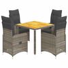 vidaXL 5 Piece Garden Bistro Set with Cushions Grey Poly Rattan