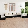 vidaXL 6 Piece Garden Lounge Set with Cushions Poly Rattan Black