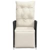 vidaXL Reclining Garden Chair with Cushions Black Poly Rattan