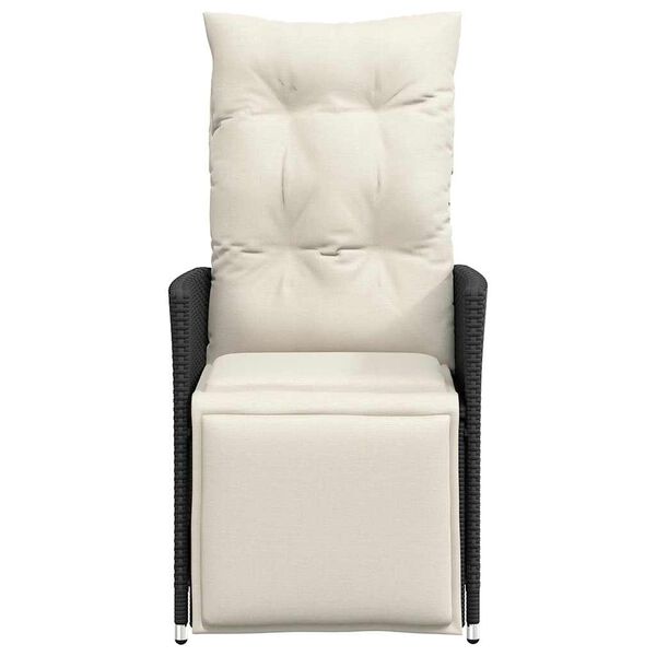 vidaXL Reclining Garden Chair with Cushions Black Poly Rattan