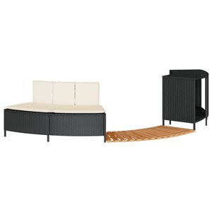 vidaXL Hot Tub Surround Black Poly Rattan and Solid Wood Acacia