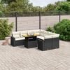vidaXL 9 Piece Garden Sofa Set with Cushions Black Poly Rattan