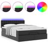 vidaXL Ottoman Bed with Mattresses & LEDs Black Queen Faux Leather