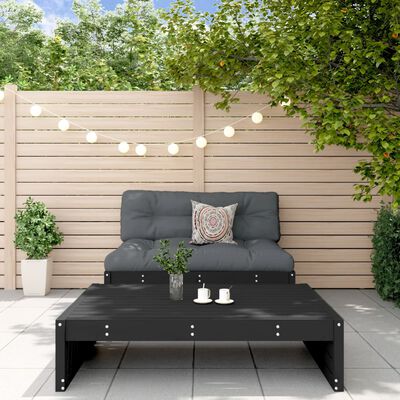 vidaXL 2 Piece Garden Lounge Set with Cushions Black Solid Wood