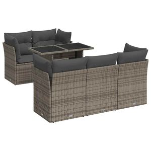 vidaXL 6 Piece Garden Sofa Set with Cushions Grey Poly Rattan