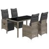 vidaXL 5 Piece Garden Bistro Set with Cushions Grey Poly Rattan