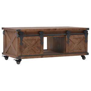 vidaXL Coffee Table | Brown | Solid fir wood, MDF, steel | 91x51x38 cm