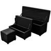 vidaXL Black Artificial Leather Storage Bench Set Footrest 3 pcs