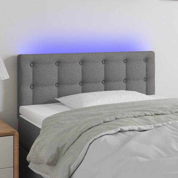vidaXL LED Headboard Dark Grey 100 cm Fabric