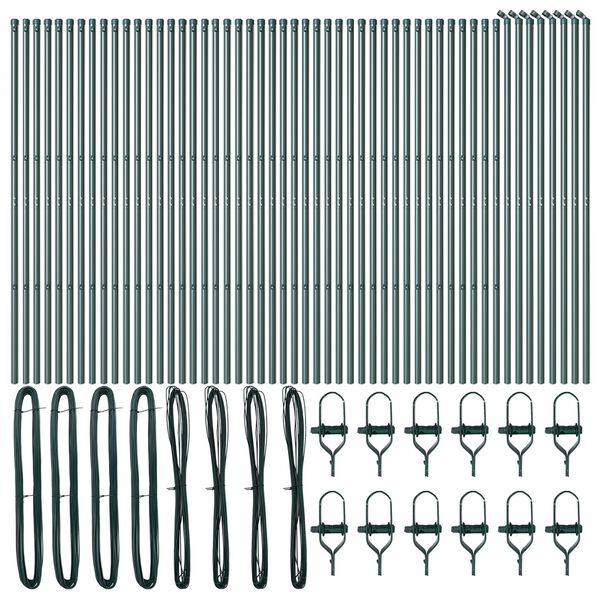 vidaXL Fence Post Other 52 pcs Green 3.2 x 3.2 x 210 cm Steel
