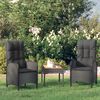 vidaXL 3 Piece Garden Lounge Set with Cushions Black Poly Rattan