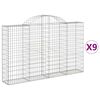 vidaXL Arched Gabion Baskets 9 pcs 200x30x120/140 cm Galvanised Iron