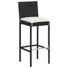 vidaXL Garden Bar Stools with Cushions 4 pcs Black Poly Rattan